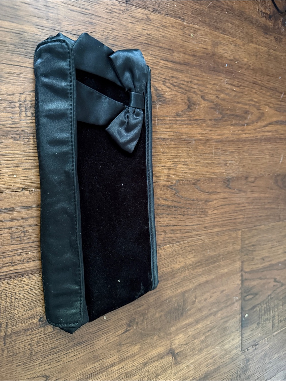 LOFT Black Satin & Velvet Bow Clutch